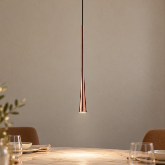 Gea luce dafne lampada a sospensione piccola da incasso per cucina led 7w 3000k rame