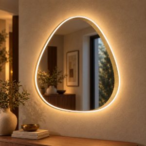 Gea luce ecaris applique da parete con specchio led 35w cct 3000k 4000k triangolare oro spazzolato