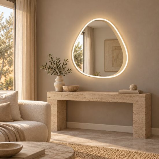 Gea luce ecaris applique da parete con specchio led 30w cct 3000k 4000k triangolare new beige