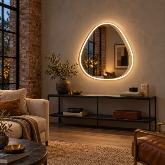 Gea luce ecaris applique da parete con specchio led 30w cct 3000k 4000k triangolare oro spazzolato