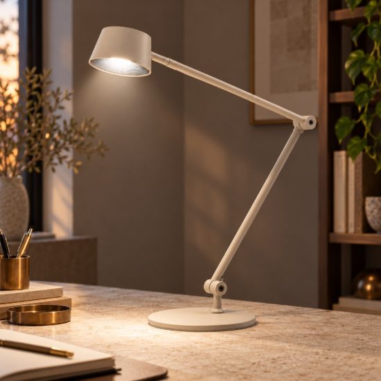 Gea luce efira lampada da scrivania per ufficio led 6,2w 3000k dimmerabile moderna tortora