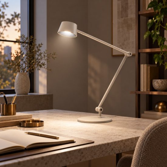 Gea luce efira lampada da scrivania per ufficio led 6,2w 3000k dimmerabile moderna tortora