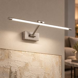 Gea luce gap 440 applique da parete led 8w 3000k orientabile lineare nichel satinato