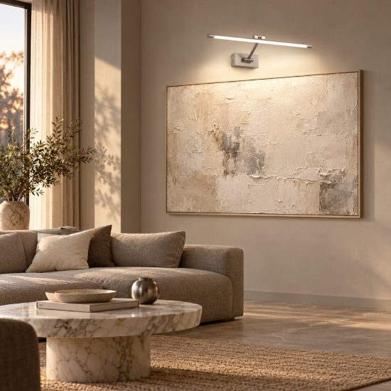 Gea luce gap 440 applique da parete led 8w 3000k orientabile lineare nichel satinato