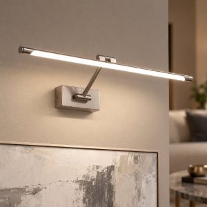 Gea luce gap 440 applique da parete led 8w 4000k orientabile lineare nichel satinato