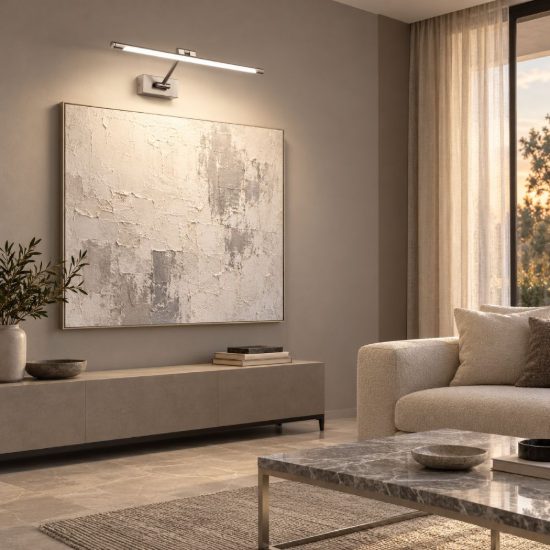 Gea luce gap 440 applique da parete led 8w 4000k orientabile lineare nichel satinato
