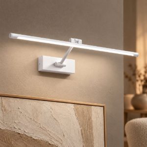 Gea luce gap 440 applique da parete led 8w 3000k orientabile lineare bianco opale