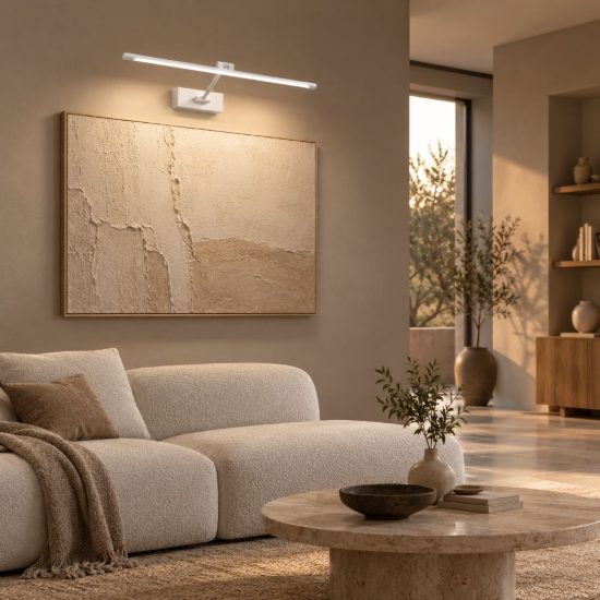 Gea luce gap 440 applique da parete led 8w 3000k orientabile lineare bianco opale