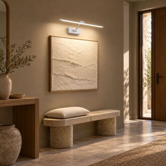 Gea luce gap 440 applique da parete led 8w 4000k orientabile lineare bianco opale