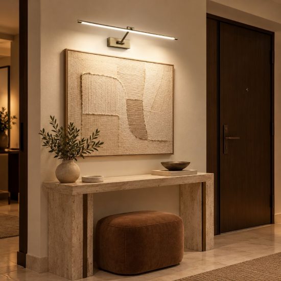 Gea luce gap 440 applique da parete led 8w 3000k orientabile lineare brunito