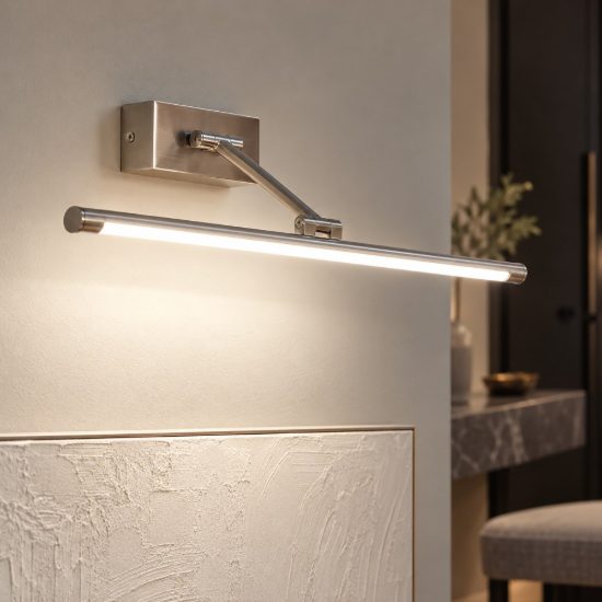 Gea luce gap 440 applique da parete led 10w 3000k orientabile lineare nichel satinato