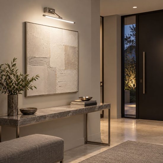 Gea luce gap 440 applique da parete led 10w 3000k orientabile lineare nichel satinato