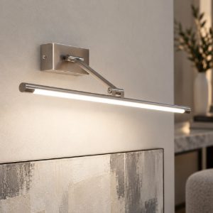 Gea luce gap 440 applique da parete led 10w 4000k orientabile lineare nichel satinato