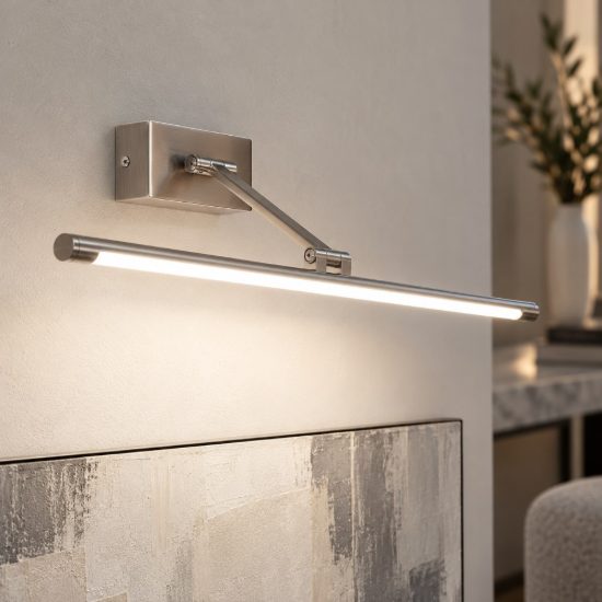 Gea luce gap 440 applique da parete led 10w 4000k orientabile lineare nichel satinato