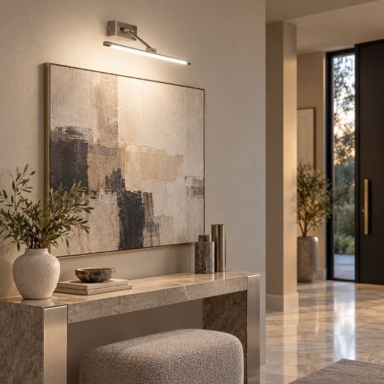 Gea luce gap 440 applique da parete led 10w 4000k orientabile lineare nichel satinato