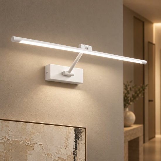 Gea luce gap 440 applique da parete led 10w 3000k orientabile lineare bianco opale