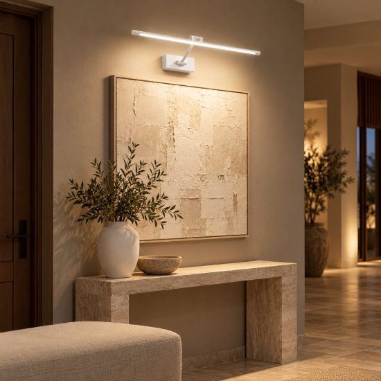 Gea luce gap 440 applique da parete led 10w 4000k orientabile lineare bianco opale