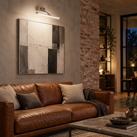 Gea luce gap 440 applique da parete led 12w 4000k orientabile lineare nichel satinato
