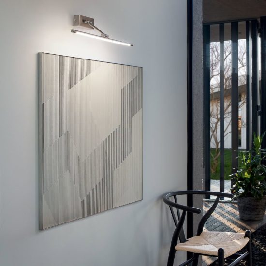 Gea luce gap 440 applique da parete led 12w 4000k orientabile lineare nichel satinato