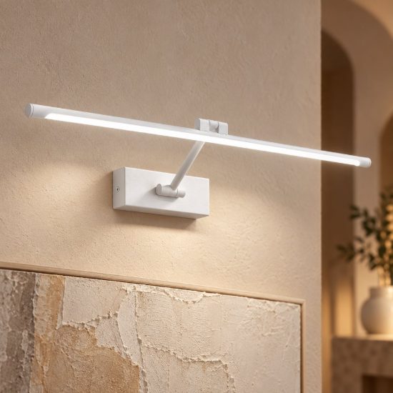 Gea luce gap 440 applique da parete led 12w 4000k orientabile lineare bianco opale