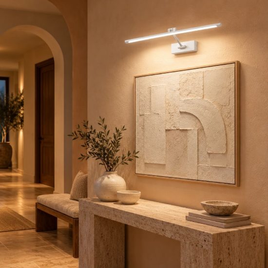 Gea luce gap 440 applique da parete led 12w 4000k orientabile lineare bianco opale