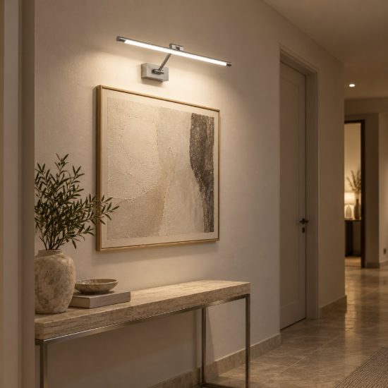 Gea luce gap 440 applique da parete led 12w 4000k orientabile lineare cromo