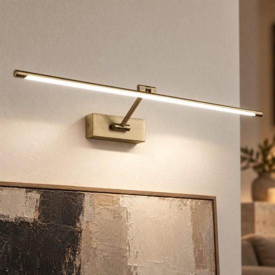 Gea luce gap 440 applique da parete led 12w 3000k orientabile lineare brunito
