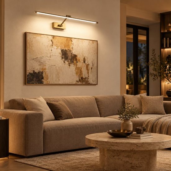 Gea luce gap 440 applique da parete led 12w 3000k orientabile lineare brunito
