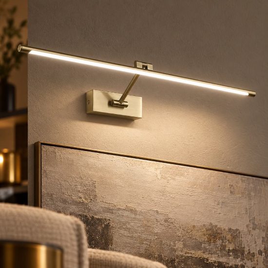 Gea luce gap 440 applique da parete led 12w 4000k orientabile lineare brunito
