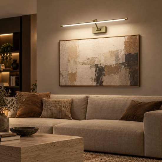 Gea luce gap 440 applique da parete led 12w 4000k orientabile lineare brunito