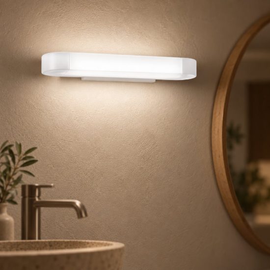 Gea luce gap 470 applique da parete per bagno led 12w 3000k moderna lineare bianca