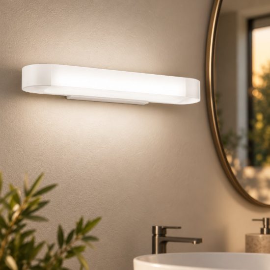 Gea luce gap 470 applique da parete per bagno led 12w 4000k moderna lineare bianca