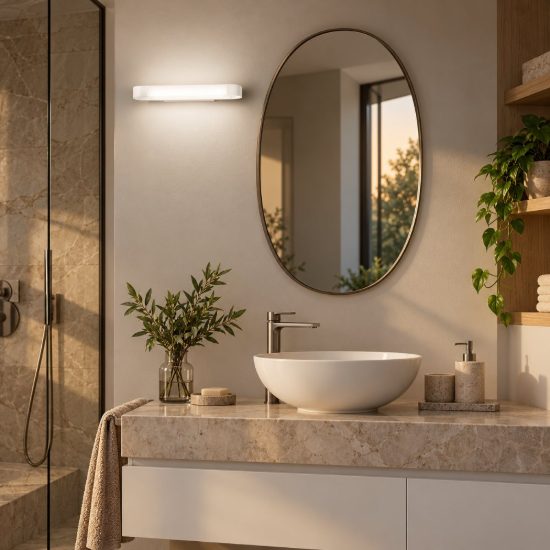 Gea luce gap 470 applique da parete per bagno led 12w 4000k moderna lineare bianca