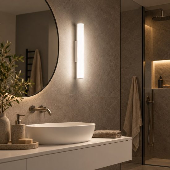 Gea luce gap 480 applique da parete per bagno led 7w 3000k moderna cilindrica bianca