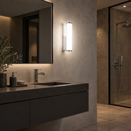 Gea luce gap 480 applique da parete per bagno led 7w 3000k moderna cilindrica cromo