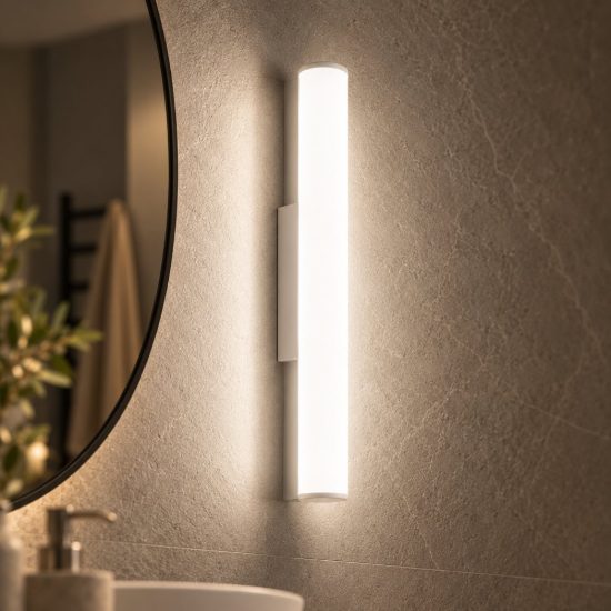 Gea luce gap 480 applique da parete per bagno led 14w 3000k moderna cilindrica bianca