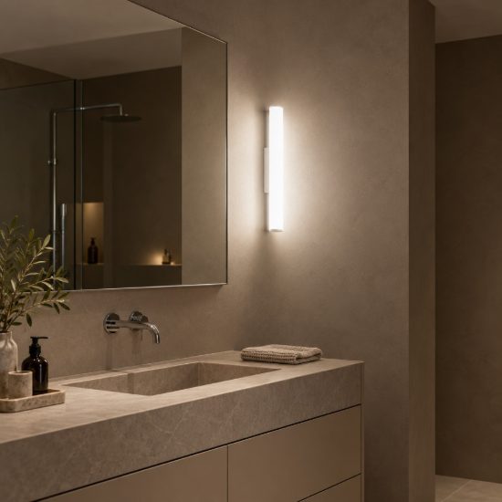 Gea luce gap 480 applique da parete per bagno led 14w 3000k moderna cilindrica bianca
