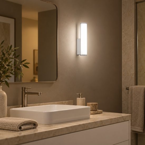 Gea luce gap 480 applique da parete per bagno led 14w 3000k moderna cilindrica cromo