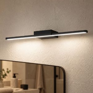 Gea luce gap 490 applique per specchio da bagno led 12w 3000k moderna lineare nera