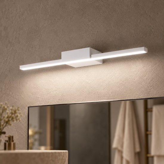 Gea luce gap 490 applique per specchio da bagno led 16w 3000k moderna lineare bianca