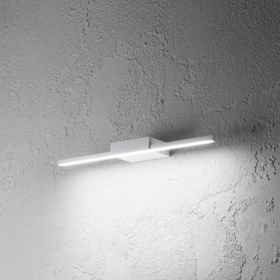 Gea luce gap 490 applique per specchio da bagno led 16w 3000k moderna lineare bianca