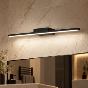 Gea luce gap 490 applique per specchio da bagno led 16w 3000k moderna lineare nera