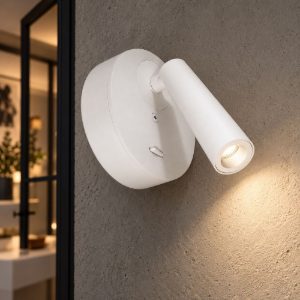 Gea luce gap 580 applique da parete con faretto orientabile led 3w 3000k rotonda bianco satinato