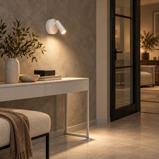 Gea luce gap 580 applique da parete con faretto orientabile led 3w 3000k rotonda bianco satinato