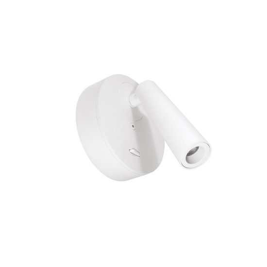 Gea luce gap 580 applique da parete con faretto orientabile led 3w 3000k rotonda bianco satinato