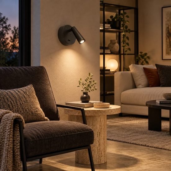 Gea luce gap 580 applique da parete con faretto orientabile led 3w 3000k rotonda nero satinato