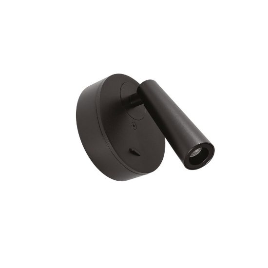 Gea luce gap 580 applique da parete con faretto orientabile led 3w 3000k rotonda nero satinato