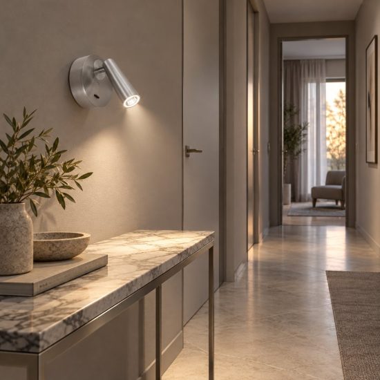 Gea luce gap 580 applique da parete con faretto orientabile led 3w 3000k rotonda nichel