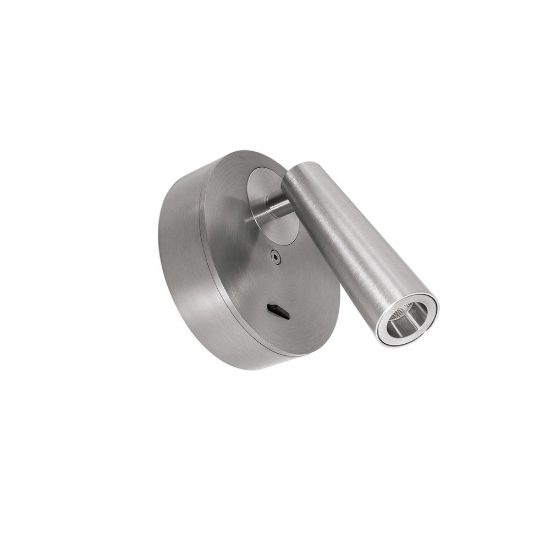 Gea luce gap 580 applique da parete con faretto orientabile led 3w 3000k rotonda nichel