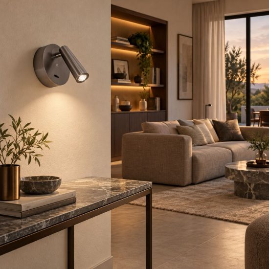 Gea luce gap 580 applique da parete con faretto orientabile led 3w 3000k rotonda nichel scuro